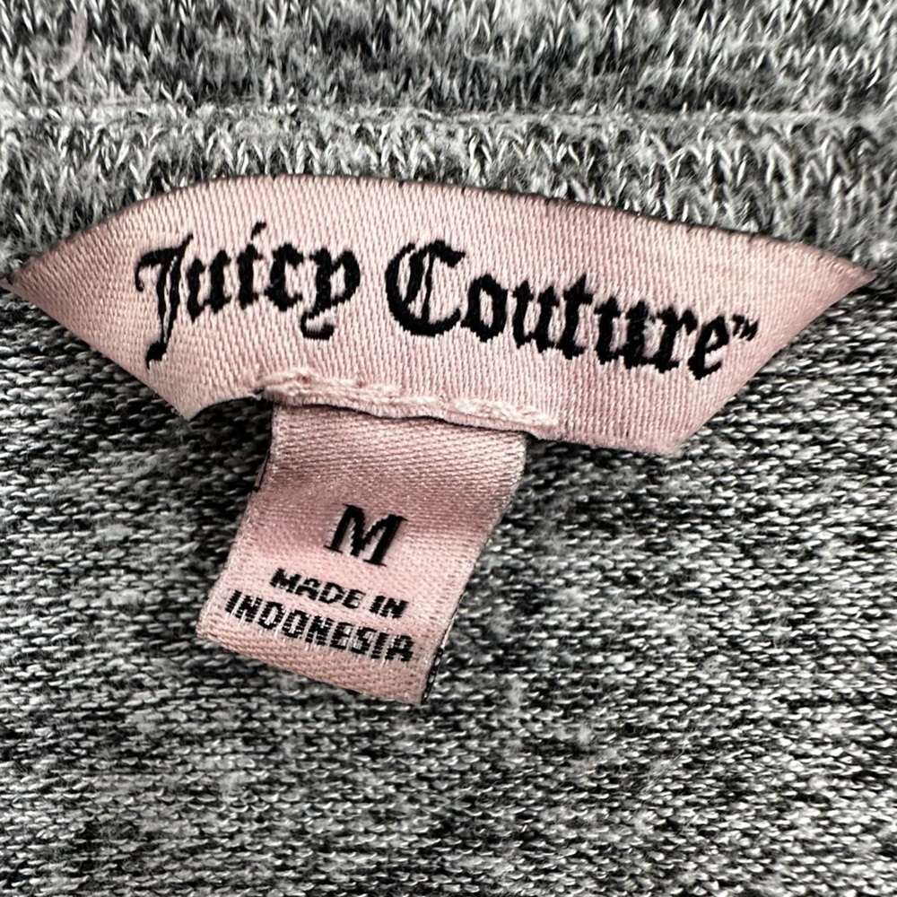 Juicy Couture Gray Space Dye Raglan Pullover Sweater with Crystal Inlay - Size M - Picture 5 of 8